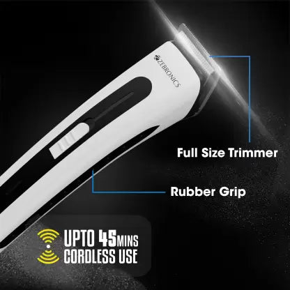 ZEBRONICS ZEB-HT51 Trimmer 45 mins Runtime 3 Length Settings (White, Black) ZEBRONICS ZEB-HT51 Trimmer 45 mins Runtime 3 Length Settings (White, Black)